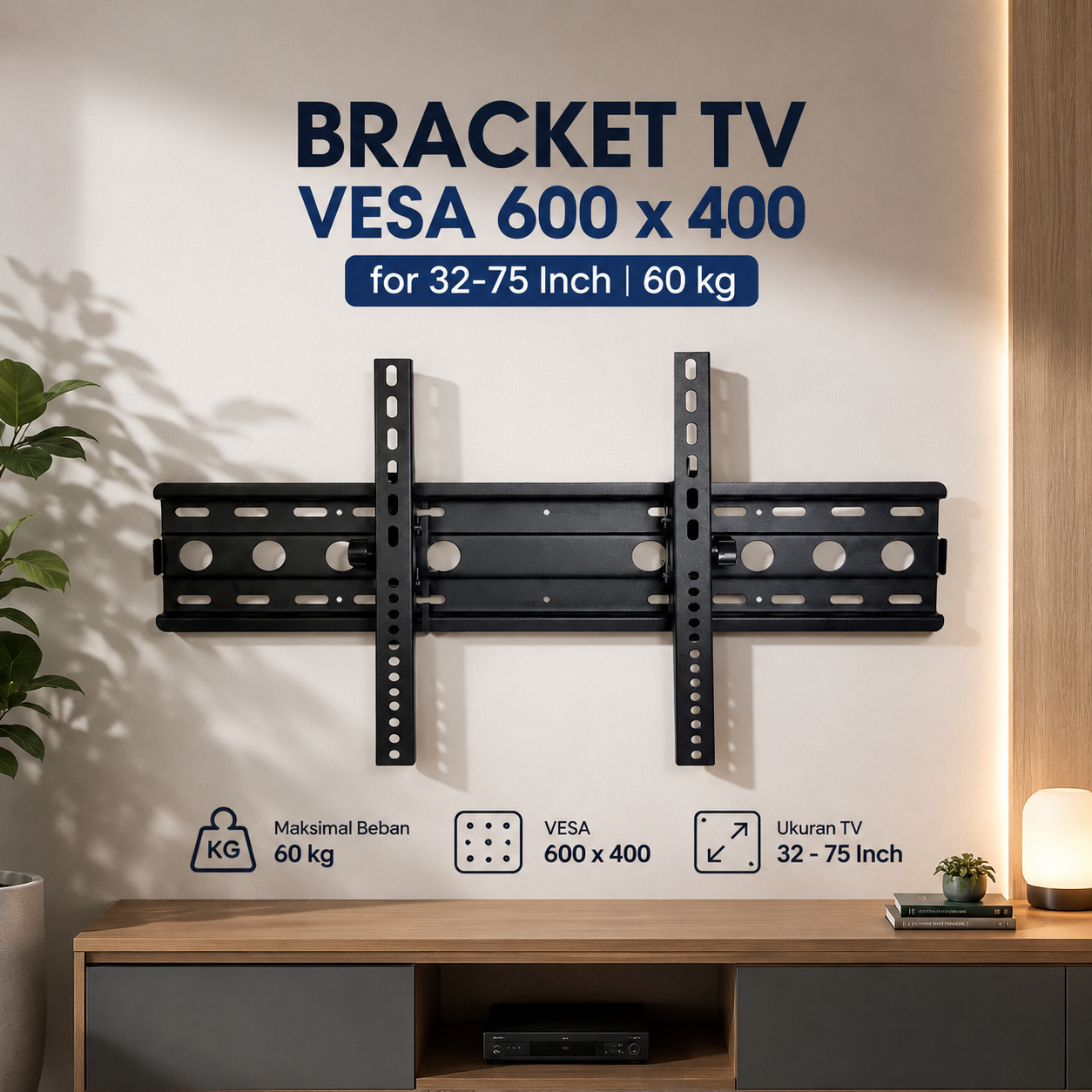SH Bracket TV Wall Mount VESA 600 x 400 for 32-75 Inch TV - SH-65T Gambar produk SH Bracket TV Wall Mount VESA 600 x 400 for 32-75 Inch TV - SH-65T - Utama