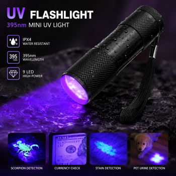 Topcomm Senter UV Mini Flashlight 395nm Waterproof IPX4 9 LED 2W - TP95