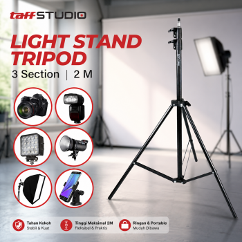 Gambar produk TaffSTUDIO Tripod Light Stand Portable 3 Section Studio Lighting 2M - SN303