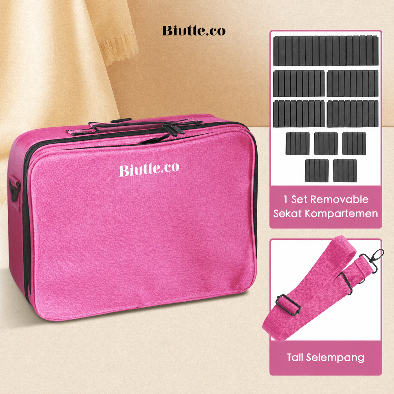 Biutte.co Tas Kosmetik Make Up Travel Organizer Bag Wanita 36x26x13cm - F150 Gambar produk Biutte.co Tas Kosmetik Make Up Travel Organizer Bag Wanita 36x26x13cm - F150 - 8