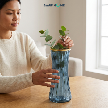 Gambar produk TaffHOME Vas Bunga Kaca Bening Estetik Vintage Glass Flower Vase - Y23 - 2
