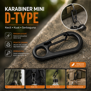 Gambar produk TaffSPORT Karabiner Mini D-type Hanging Keychain EDC Outdoor Metal - AT36