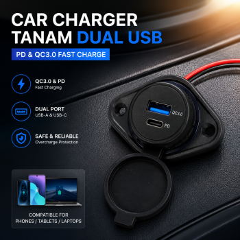 VODOOL Car Charger Mobil Tanam Dual USB PD QC 3.0 Quick Charging 2.5 W - VD155