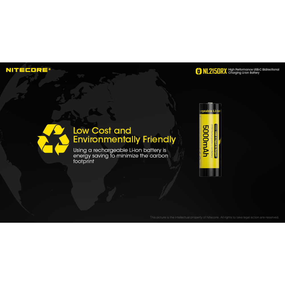 Gambar produk NITECORE Baterai Isi Ulang 21700 Flat Top Li-Ion 5000mAh 3.6V 1 PCS - NL2150RX - 8