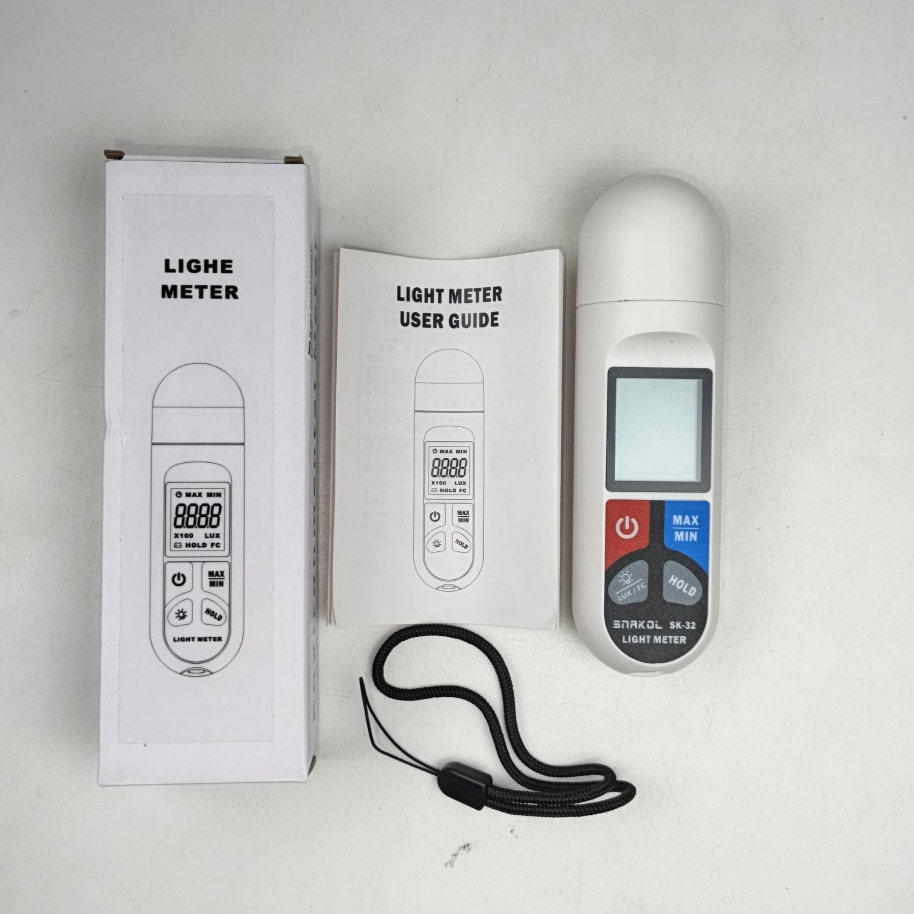 SNAK Digital Light Meter Luxmeter Alat Ukur Intensitas Cahaya LCD - SK-32 Gambar produk SNAK Digital Light Meter Luxmeter Alat Ukur Intensitas Cahaya LCD - SK-32 - Kemasan