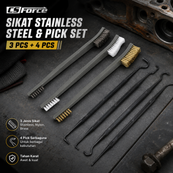 CS Force Sikat Stainless Steel Wire Brush 3 PCS with Pick Set 4 PCS - CS7