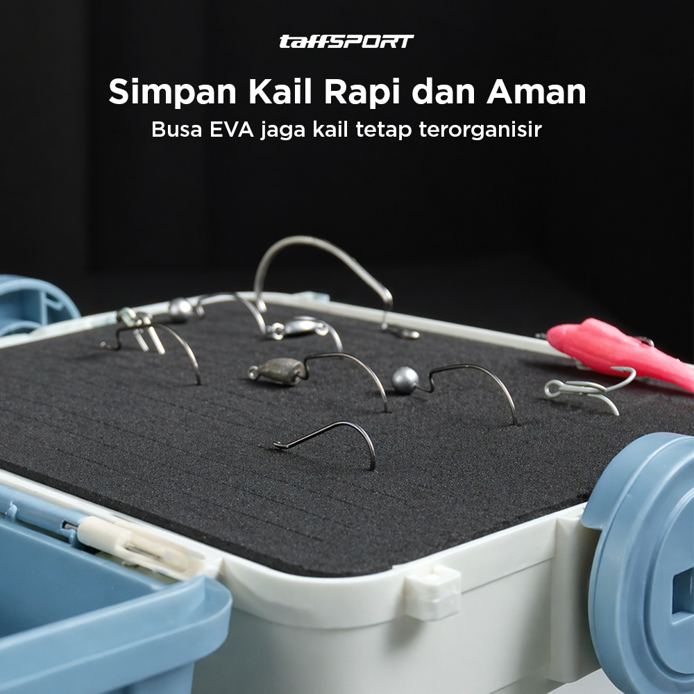 Gambar produk TaffSPORT Kotak Perkakas Pancing Fishing Tackle Box with Rod Holder 12L - JF-30 - 1