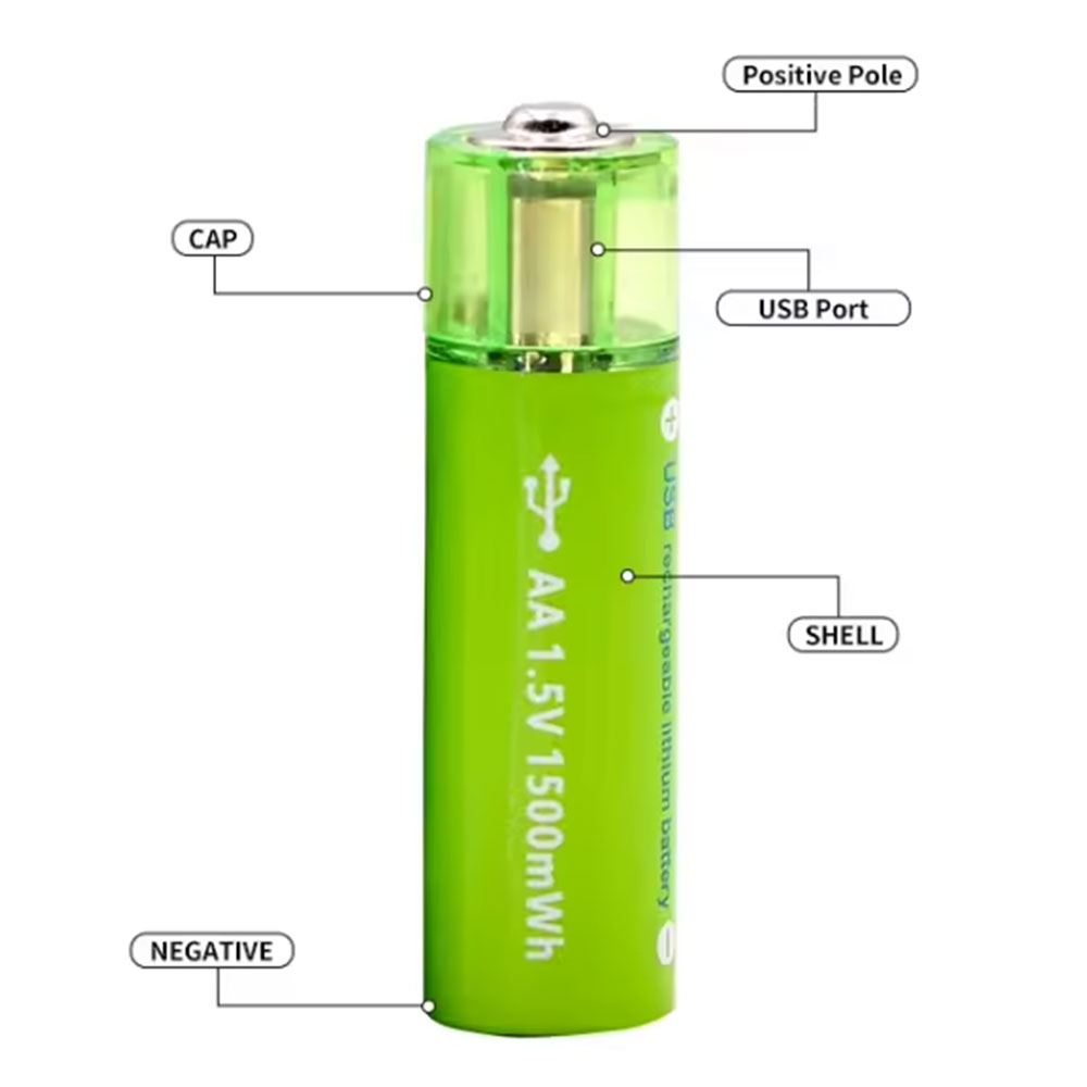 PIN Baterai Isi Ulang AA Rechargeable USB 1500MwH 1.5V 4 PCS - MB240 Gambar produk PIN Baterai Isi Ulang AA Rechargeable USB 1500MwH 1.5V 4 PCS - MB240 - 1