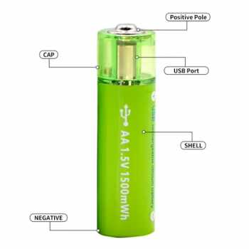 Gambar produk PIN Baterai Isi Ulang AA Rechargeable USB 1500MwH 1.5V 4 PCS - MB240 - 1