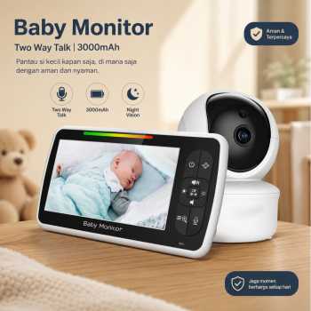 Gambar produk IBNUNU Baby Monitor CCTV Camera Two Way Talk HD 5 Inch Monitor 3000mAh - SM650