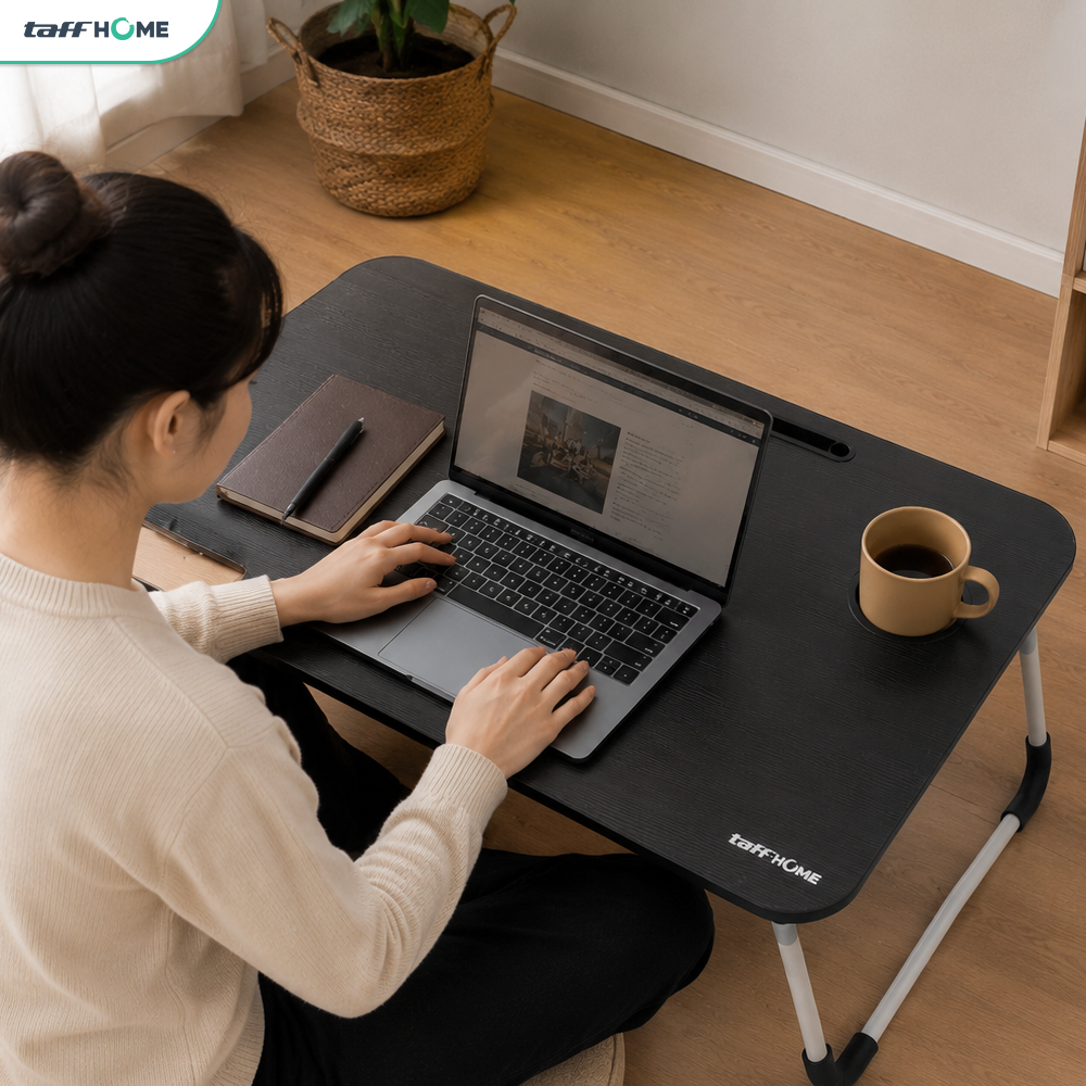 TaffHOME Meja Lipat Belajar Kerja Foldable 80x39.5cm with Cup Slot - BC40 Gambar produk TaffHOME Meja Lipat Belajar Kerja Foldable 80x39.5cm with Cup Slot - BC40 - 7