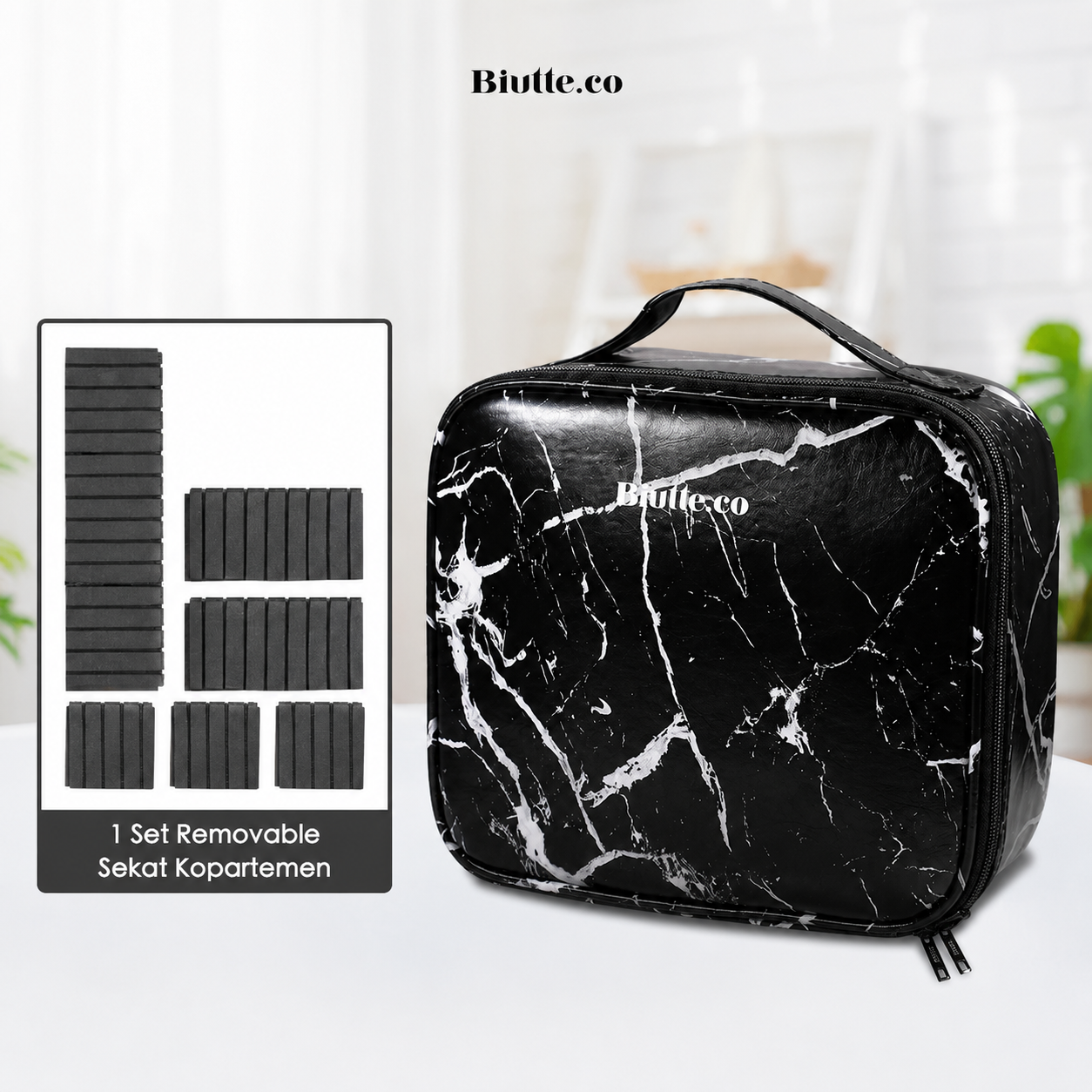 Biutte.co Tas Koper Make Up Travel Cosmetic Big Capacity Waterproof - F119 Gambar produk Biutte.co Tas Koper Make Up Travel Cosmetic Big Capacity Waterproof - F119 - 8