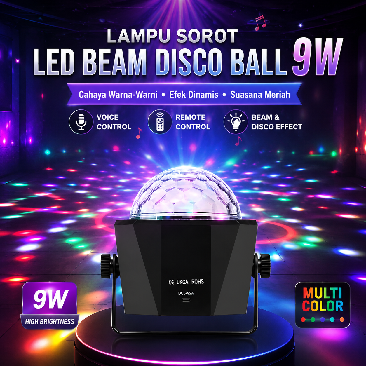 BEATIFIC Lampu Sorot LED Beam Spotlight Disco Ball Glow Light 9W - BT5 Gambar produk BEATIFIC Lampu Sorot LED Beam Spotlight Disco Ball Glow Light 9W - BT5 - Utama