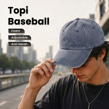MUJE Topi Baseball Polos Adjustable Breathable Washed Style Katun Cap - F250