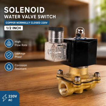 GRX Solenoid Water Valve Switch Copper Normally Closed 220V 1/2 Inch - 2W-15