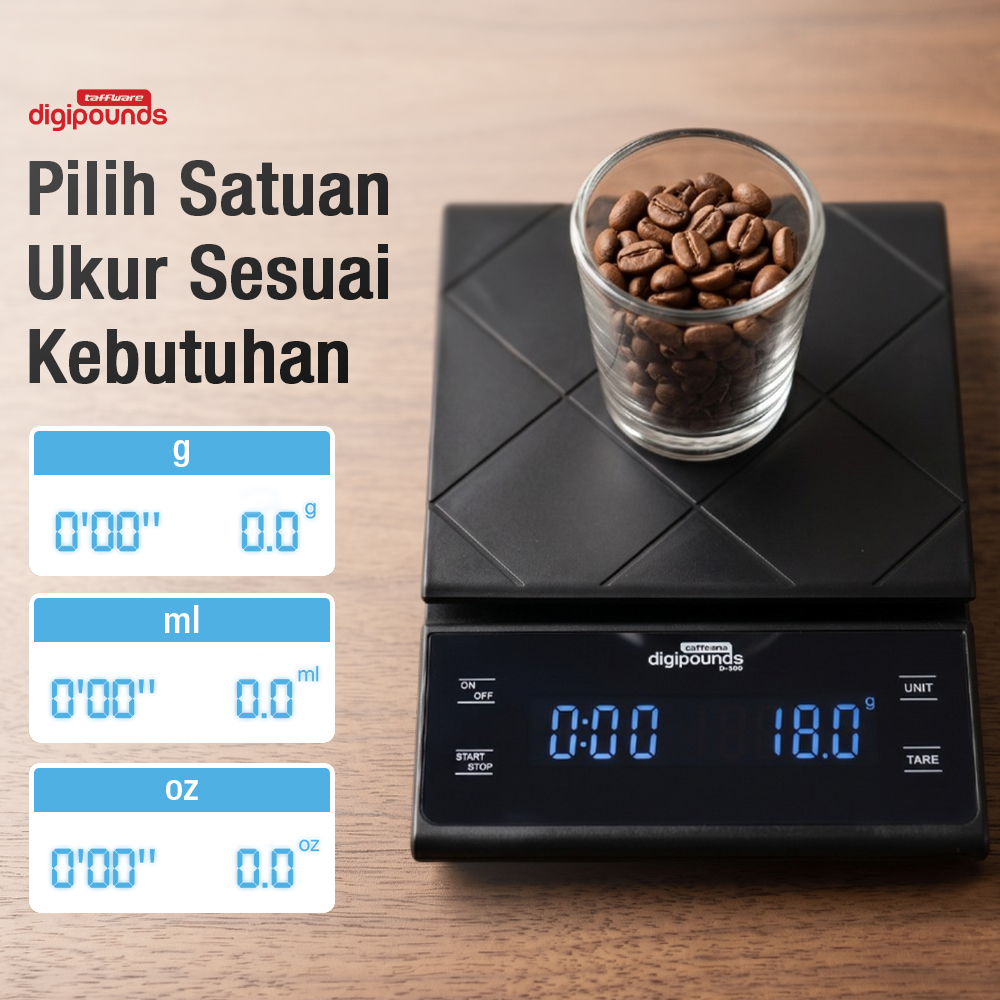 Gambar produk Taffware Digipounds Timbangan Kopi Digital Timer Coffee Scale 0.1g 3kg - EK6012 - 2