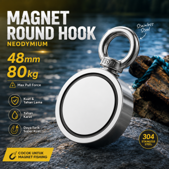 Gambar produk Taffware Strong Neodymium Magnet Model Hook Bulat 48mm 80kg - LNM48-3