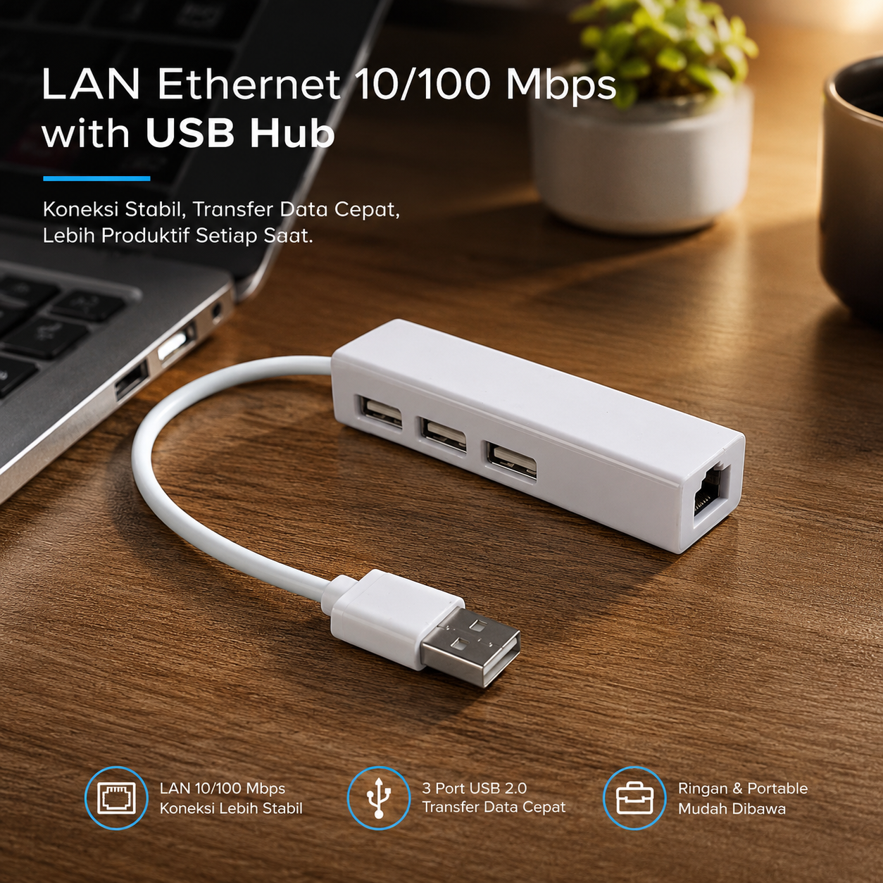 USB to LAN Ethernet External Network Card with USB Hub - DJLH-3100 Gambar produk USB to LAN Ethernet External Network Card with USB Hub - DJLH-3100 - Utama