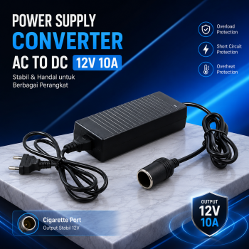 Gambar produk YASOKRO Adaptor Power Supply Converter AC to DC 12V 10A Cigarette Port - AYD-12100