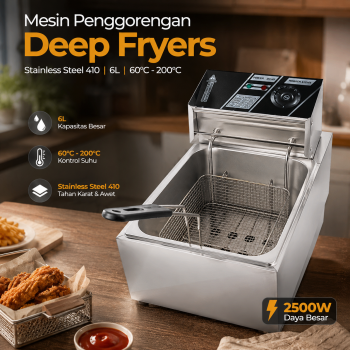 Gambar produk Tangwu Mesin Penggorengan Electric Deep Fryers EU 2500W 6L - EH-81