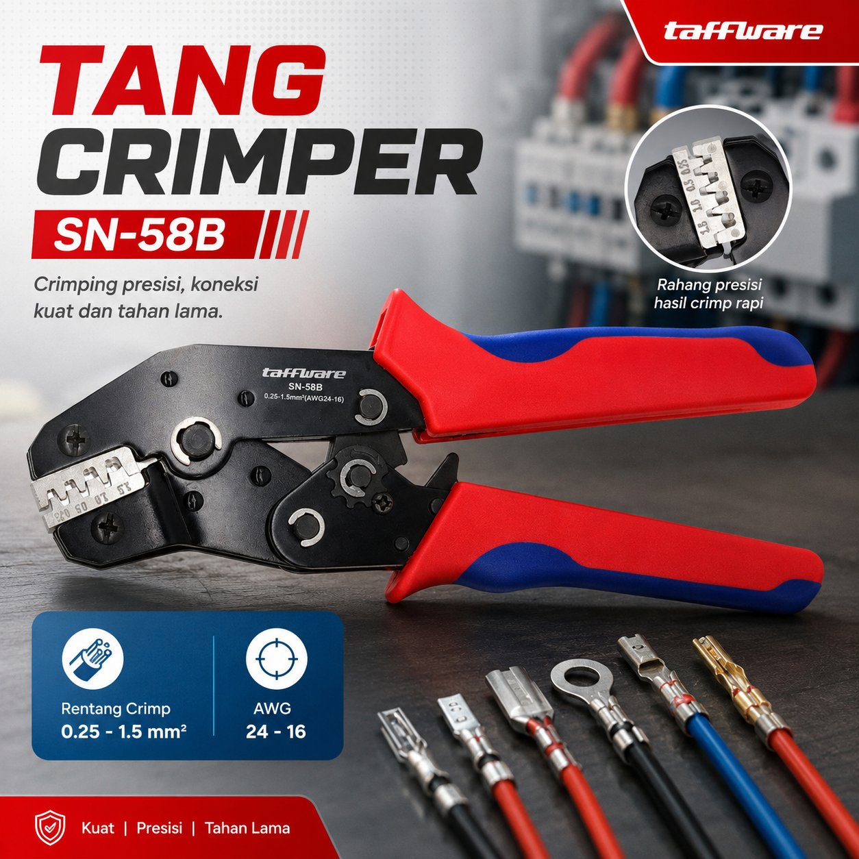 Taffware Tang Crimping Terminal Cable Crimping Plier Compression Tool - SN-58B Gambar produk Taffware Tang Crimping Terminal Cable Crimping Plier Compression Tool - SN-58B - Utama