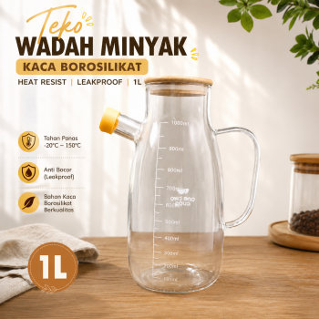 One Two Cups Teko Wadah Minyak Kaca Borosilikat Heat Resist Leakproof - FM-1PL