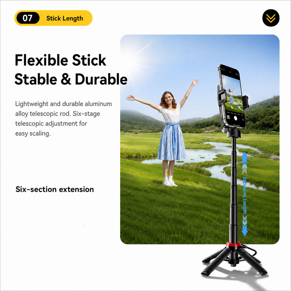 Gambar produk ESSAGER Mini Selfie Stick Magnetic 4in1 Tripod Rotateable with Remote Magnetic - F07-F08 - 4
