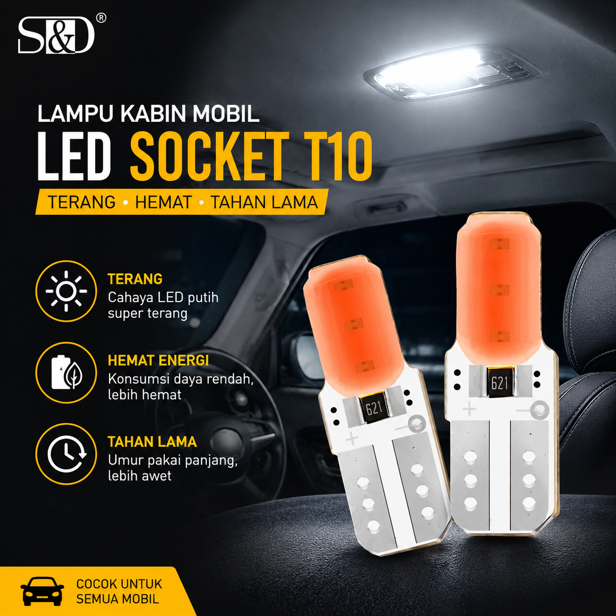 S&D Lampu Kabin Mobil Truk Bus LED Silikon T10 0.24 W 24V 1 PCS - SWDT1012V Gambar produk S&D Lampu Kabin Mobil Truk Bus LED Silikon T10 0.24 W 24V 1 PCS - SWDT1012V - Utama