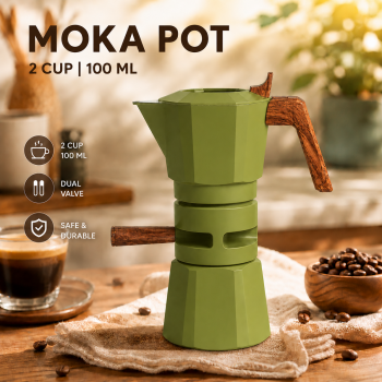 One Two Cups Moka Pot Teko Kopi Espresso Coffee Maker 2 Cup 100ml - L35