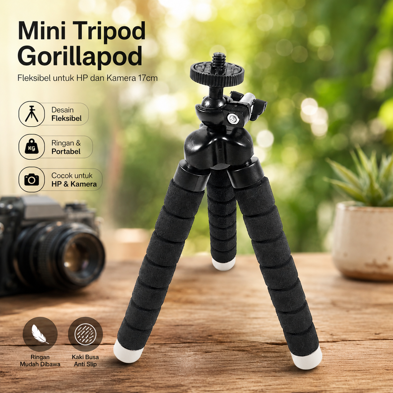 COOLJIER Tripod Mini Kamera Portable GorillaPod 17cm 1/4 Monopod - XTK75 Gambar produk COOLJIER Tripod Mini Kamera Portable GorillaPod 17cm 1/4 Monopod - XTK75 - Utama