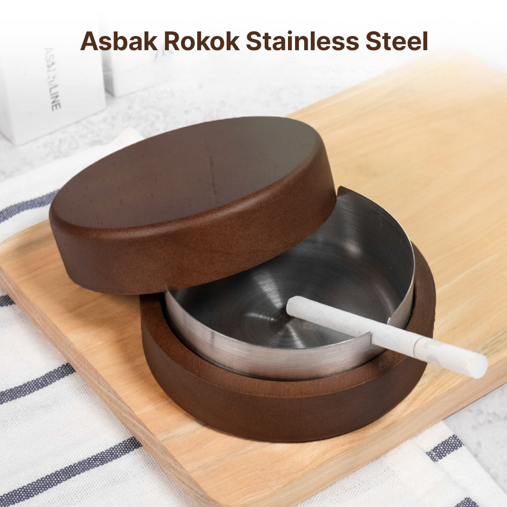 Firetric Asbak Rokok Wood Stainless Cigarette Ashtray with Lid - JL55 Gambar produk Firetric Asbak Rokok Wood Stainless Cigarette Ashtray with Lid - JL55 - Utama