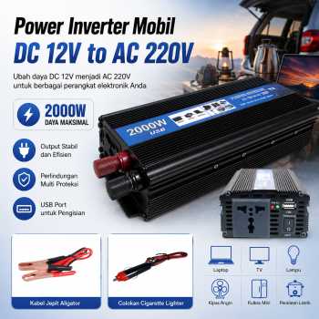 Taffware Power Inverter Mobil Modified Sine Wave DC12V to AC220V 2000W - ZX-2000E