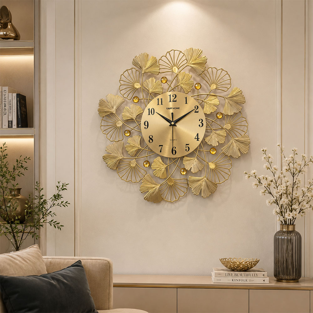 TaffHOME Jam Dinding Besi Elegan Ginkgo Leaf Quartz Movement 38cm - 25017 Gambar produk TaffHOME Jam Dinding Besi Elegan Ginkgo Leaf Quartz Movement 38cm - 25017 - 5