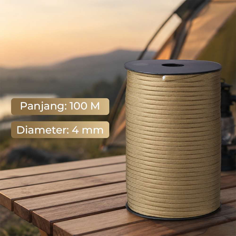 TaffSPORT Tali Tenda Paracord Rope Tent Camp 7 Core 4mm 100M - SH139 Gambar produk TaffSPORT Tali Tenda Paracord Rope Tent Camp 7 Core 4mm 100M - SH139 - 8