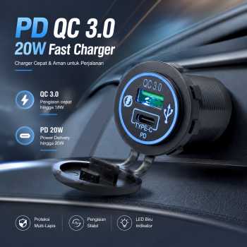 Gambar produk ONEGOL Car Charger Mobil Tanam Dual USB Fast Charging PD QC 3.0 20W - QT01