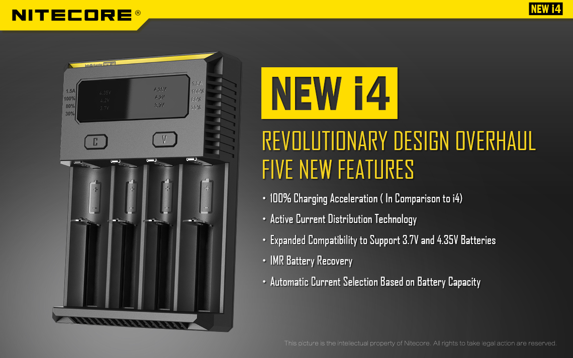 Gambar produk Nitecore Intellicharger Universal Battery Charger 4 Slot for Li-ion - NEW i4 - Utama