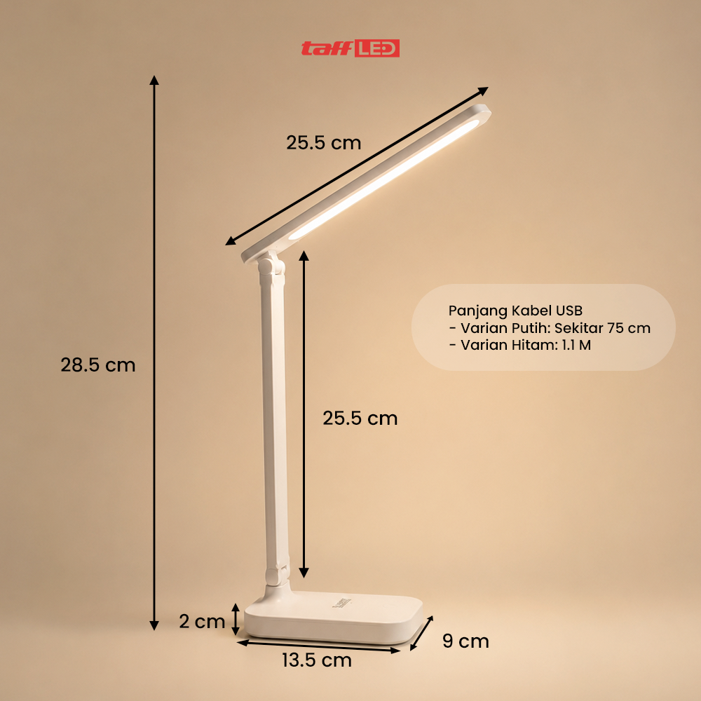 TaffLED Lampu Meja Belajar LED Eye Protection USB Model 8W 3 Color - T302 Gambar produk TaffLED Lampu Meja Belajar LED Eye Protection USB Model 8W 3 Color - T302 - 7
