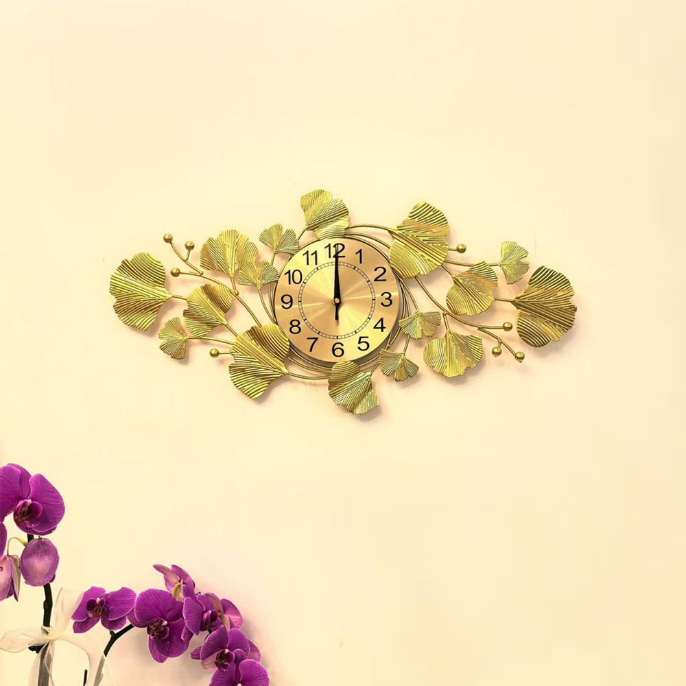TaffHOME Jam Dinding Besi Iron Ginkgo Luxury Quartz Movement 78cm - 26003 Gambar produk TaffHOME Jam Dinding Besi Iron Ginkgo Luxury Quartz Movement 78cm - 26003 - 4