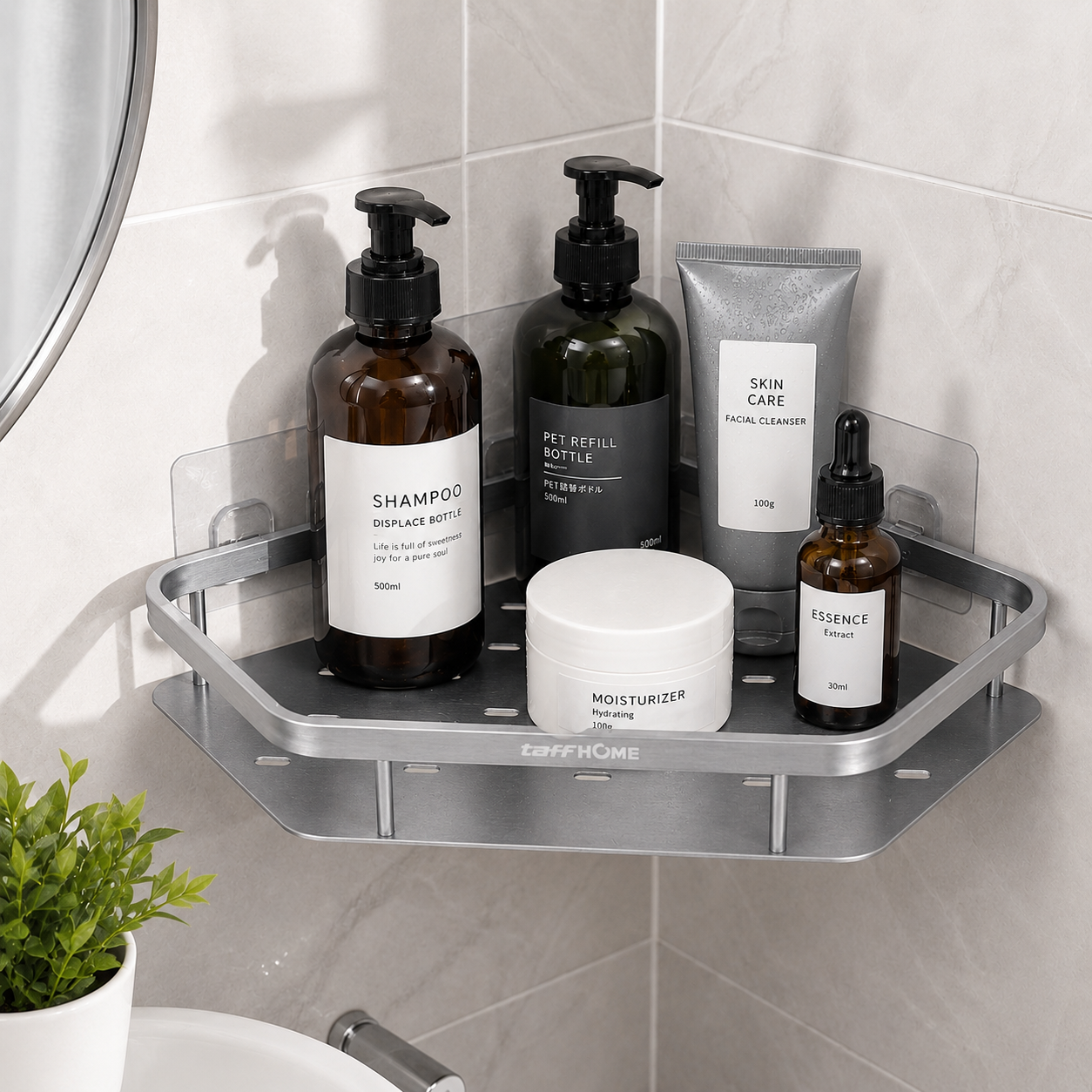 TaffHOME Rak Gantung Kamar Mandi Bathroom Organizer Single Layer - ET33 Gambar produk TaffHOME Rak Gantung Kamar Mandi Bathroom Organizer Single Layer - ET33 - 3