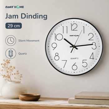 TaffHOME Jam Dinding Bulat Quartz Indoor Wall Clock Round Shape 29cm - MS30