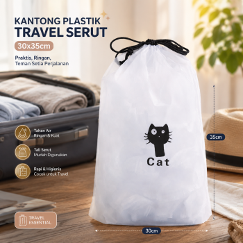 TaffPACK Kantong Plastik Travel Serut Drawstring Pouch 30x35cm 1 PCS - VB-71 - White