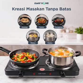 Gambar produk TaffHOME Kompor Listrik 2 Tungku Portable 5 Gear Coil Hot Plate 2000W - C2-2000-20 - 5