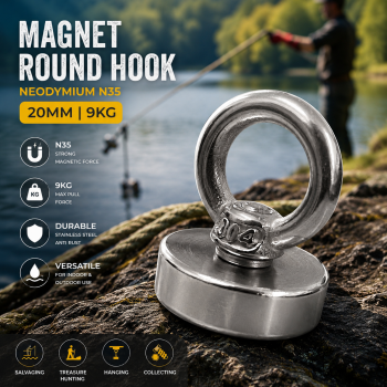Taffware Magnet Gantungan Round Hook Strong Neodymium N35 20mm - M4