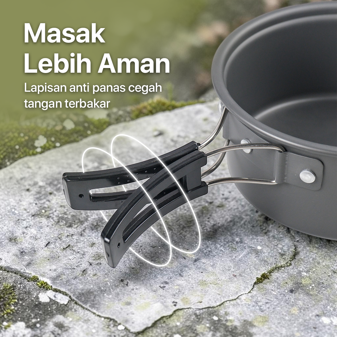 Set Panci Alat Masak Outdoor Camping Nesting Cooking Aluminium 7in1 - WH-200 Gambar produk Set Panci Alat Masak Outdoor Camping Nesting Cooking Aluminium 7in1 - WH-200 - 4