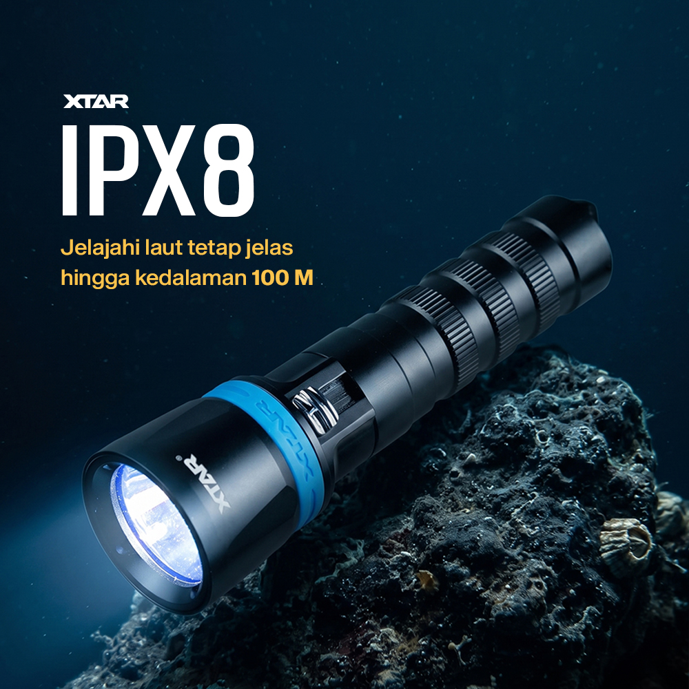 XTAR Senter Selam Diving Cree XP-L2 W2 LED Waterproof IPX8 1000 Lumens - DS1 KT Gambar produk XTAR Senter Selam Diving Cree XP-L2 W2 LED Waterproof IPX8 1000 Lumens - DS1 KT - 4