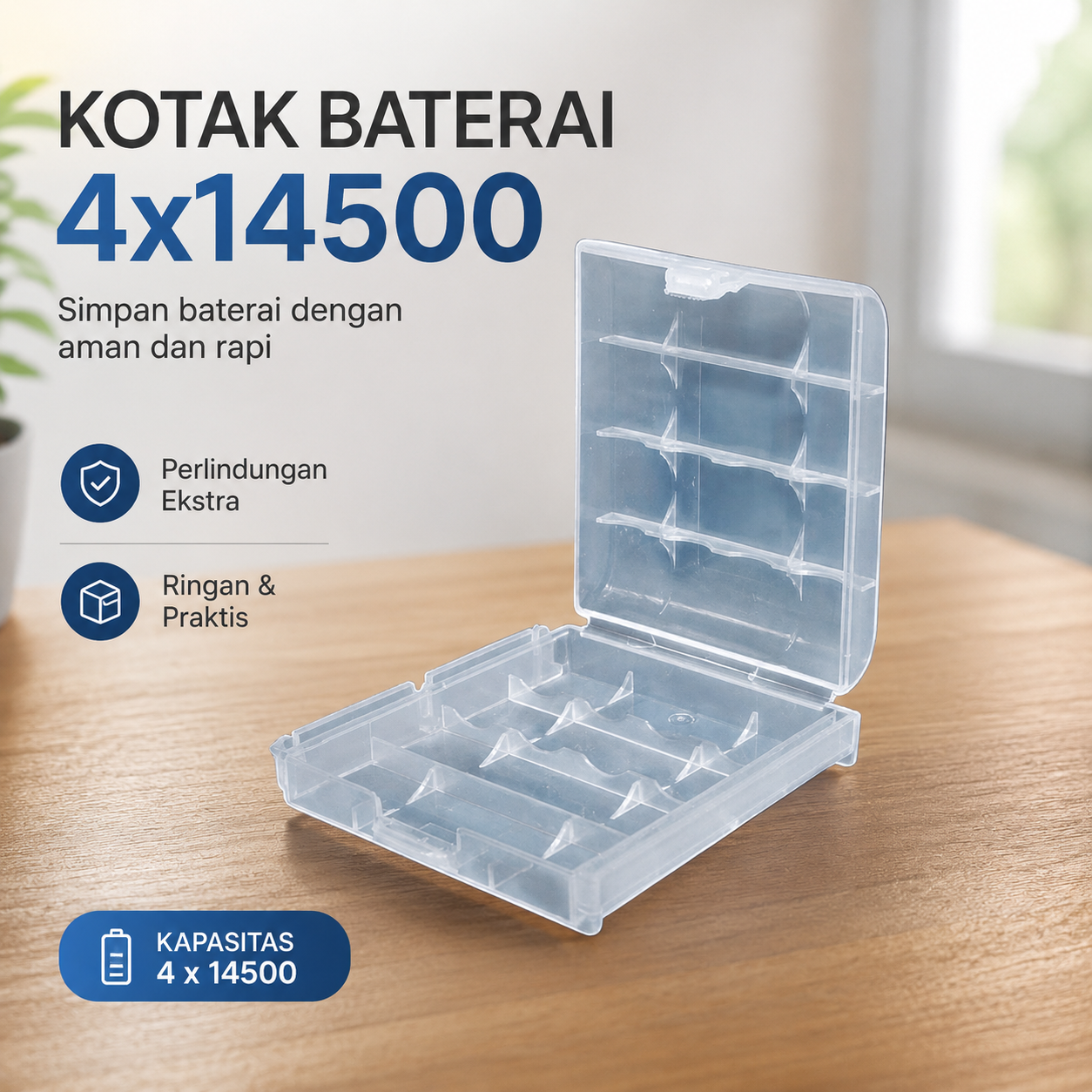 Gambar produk Kotak Baterai Plastik 4 Slot 14500 dengan Pengunci 4x14500 - CY045 - Utama