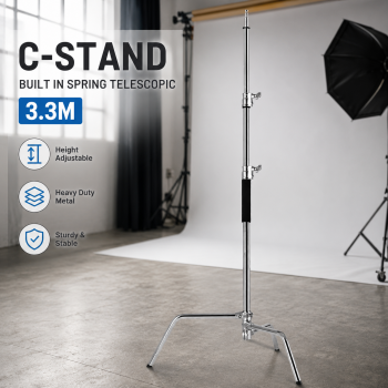 Refutuna Tripod Lighting Stand C-Stand Built In Spring Telescopic 3.3M - 330F
