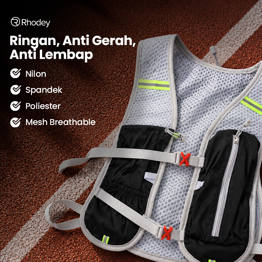 Rhodey Running Vest Hydrovest Hydration Breathable Rompi Lari Outdoor - WP500 Gambar produk Rhodey Running Vest Hydrovest Hydration Breathable Rompi Lari Outdoor - WP500 - 5
