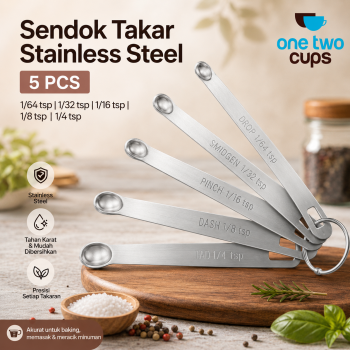 Gambar produk One Two Cups Sendok Takar Teh Stainless Steel Measuring Spoon 5 PCS - S301