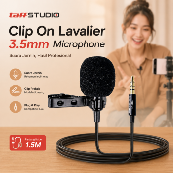 Gambar produk TaffSTUDIO Deluxe Mic Clip On Lavalier 3.5mm Microphone Smartphone - EY-510A